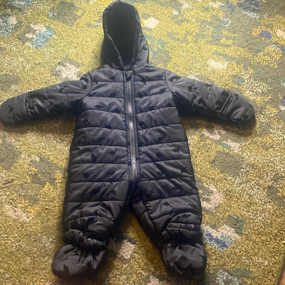 First Impressions Baby Boy Dino Snowsuit- Baby 0-3M- Black/Black